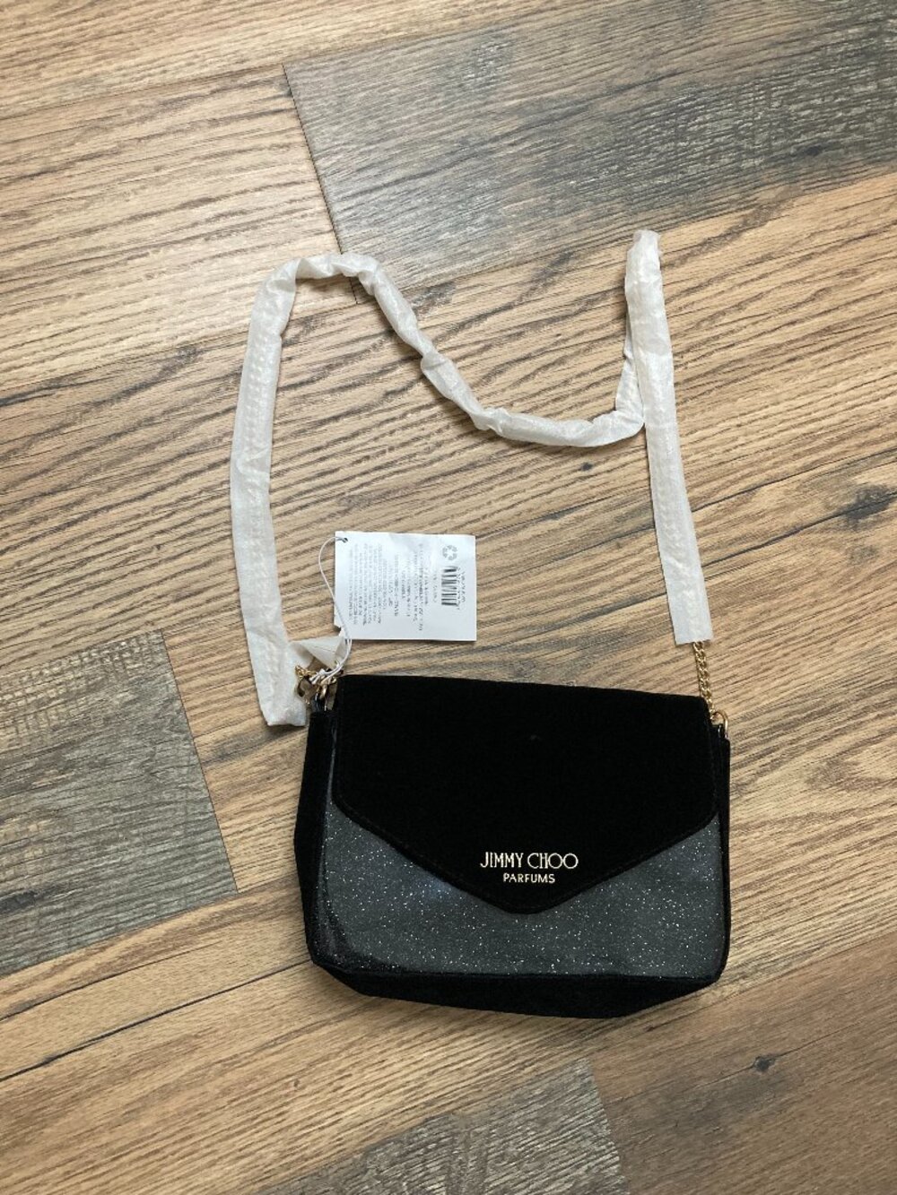 Jimmy Choo  NWTBlack Velvet Shimmer Glitter Crossbody Evening Sholder Bag Purse